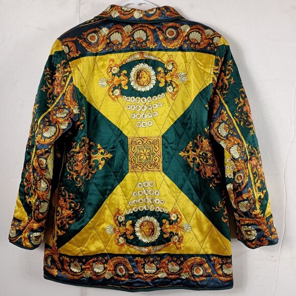 Vintage Reversible Jacket Womens XL Italian Scarf Print Quilted 80s Art to Wear - Picture 3 of 15